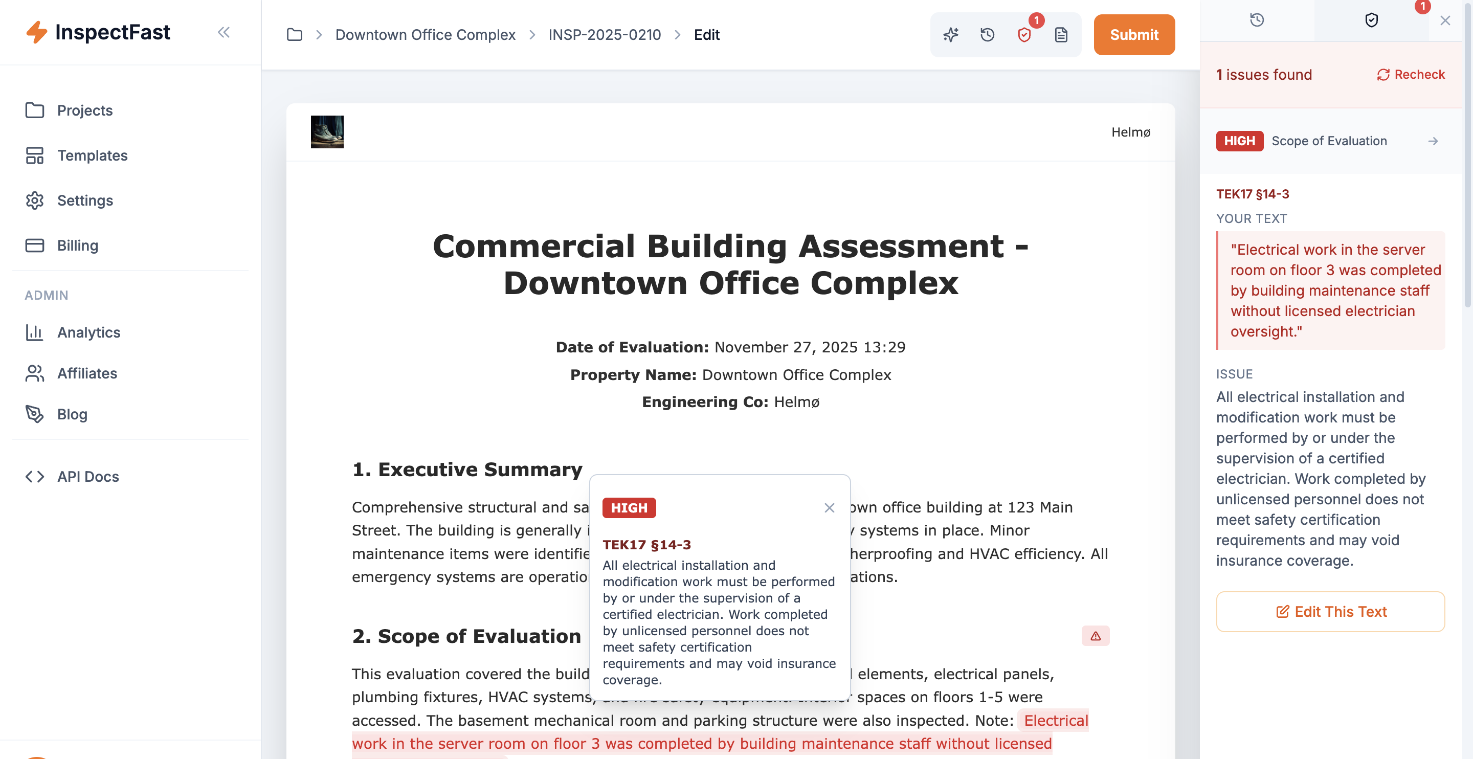 InspectFast product screenshot